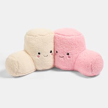 OHS Marshmallow Cuddle Cushion, Comfy Reading Pillows Super Soft Cosy Flannel Fleece Support Pillow with Arms Gaming Cushion for Girls Snuggle Hug Pillow Relaxing at Home, Pink/White
