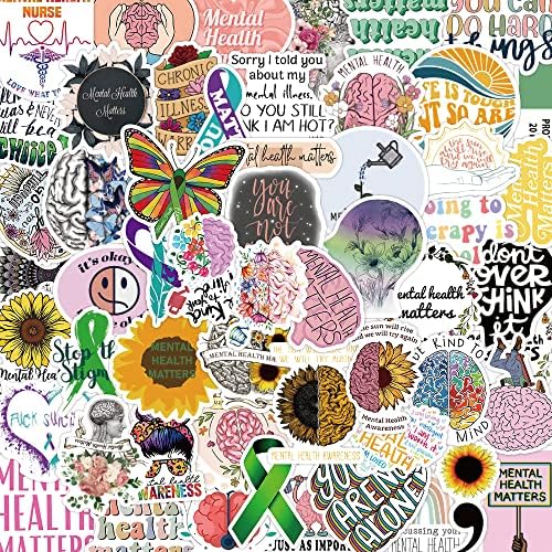 Cobee Mental Health Awareness Stickers, 100 Pcs Mental Health Matters Decal Waterproof Vinyl Sticker Inspirational Stickers Laptop Water Bottle Decals for Nurse Teacher Kids Teen