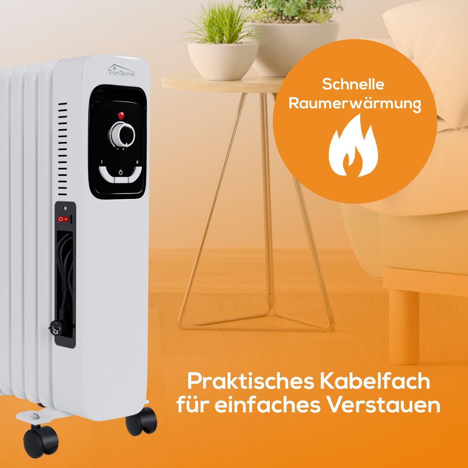Tronitechnik® Ölradiator OR-211 11 Rippen 2500 W WiFi weiß