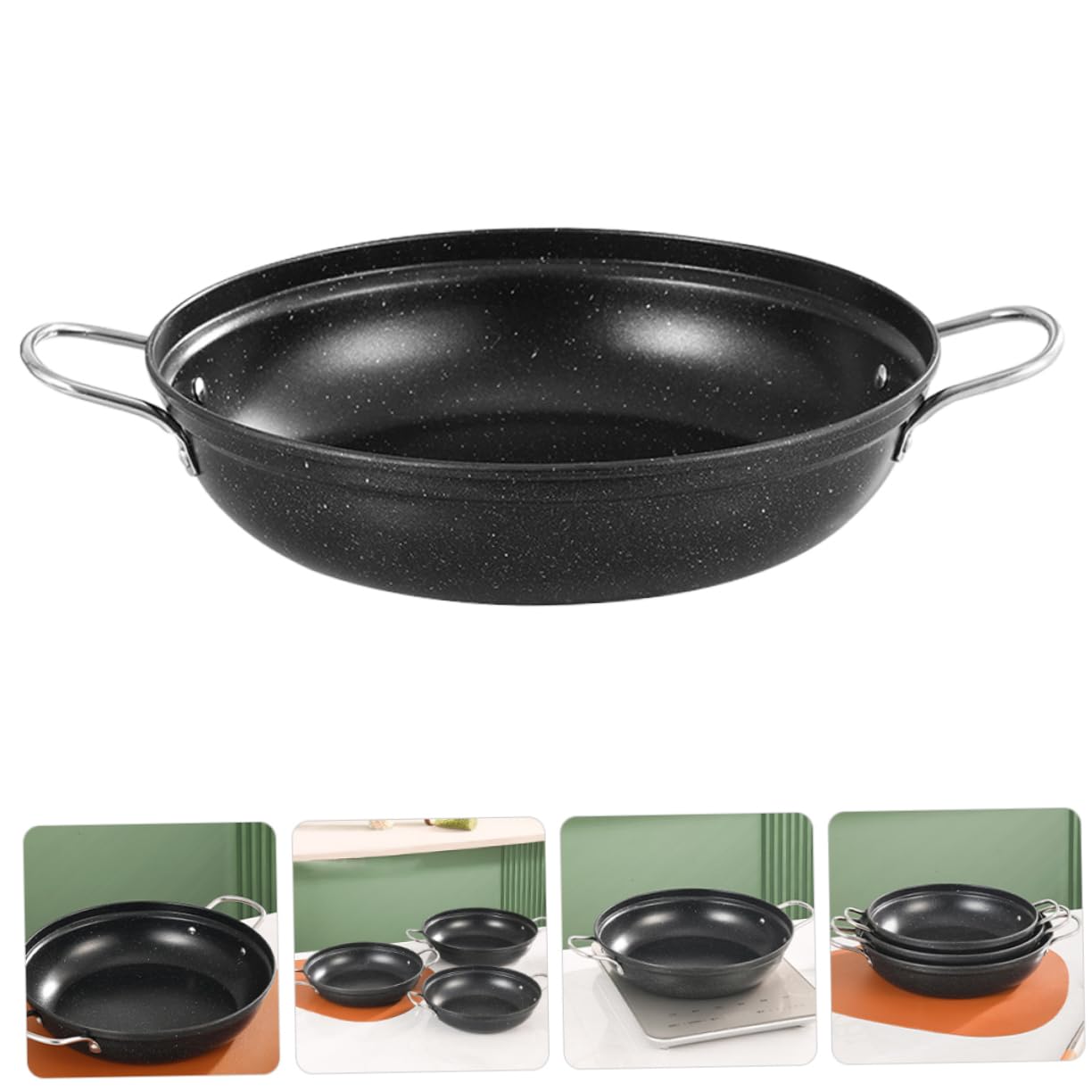 Amazon | Mikinona ステンレス製中華鍋 丸底調理鍋 ダブルハンドル付き