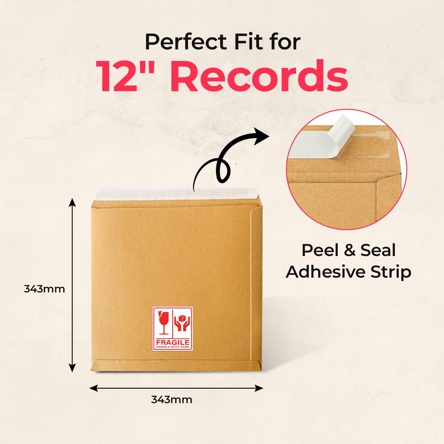 Buste in vinile da 30,5 cm per spedizioni di dischi LP + rinforzo in cartone per spedizioni sicure (20)