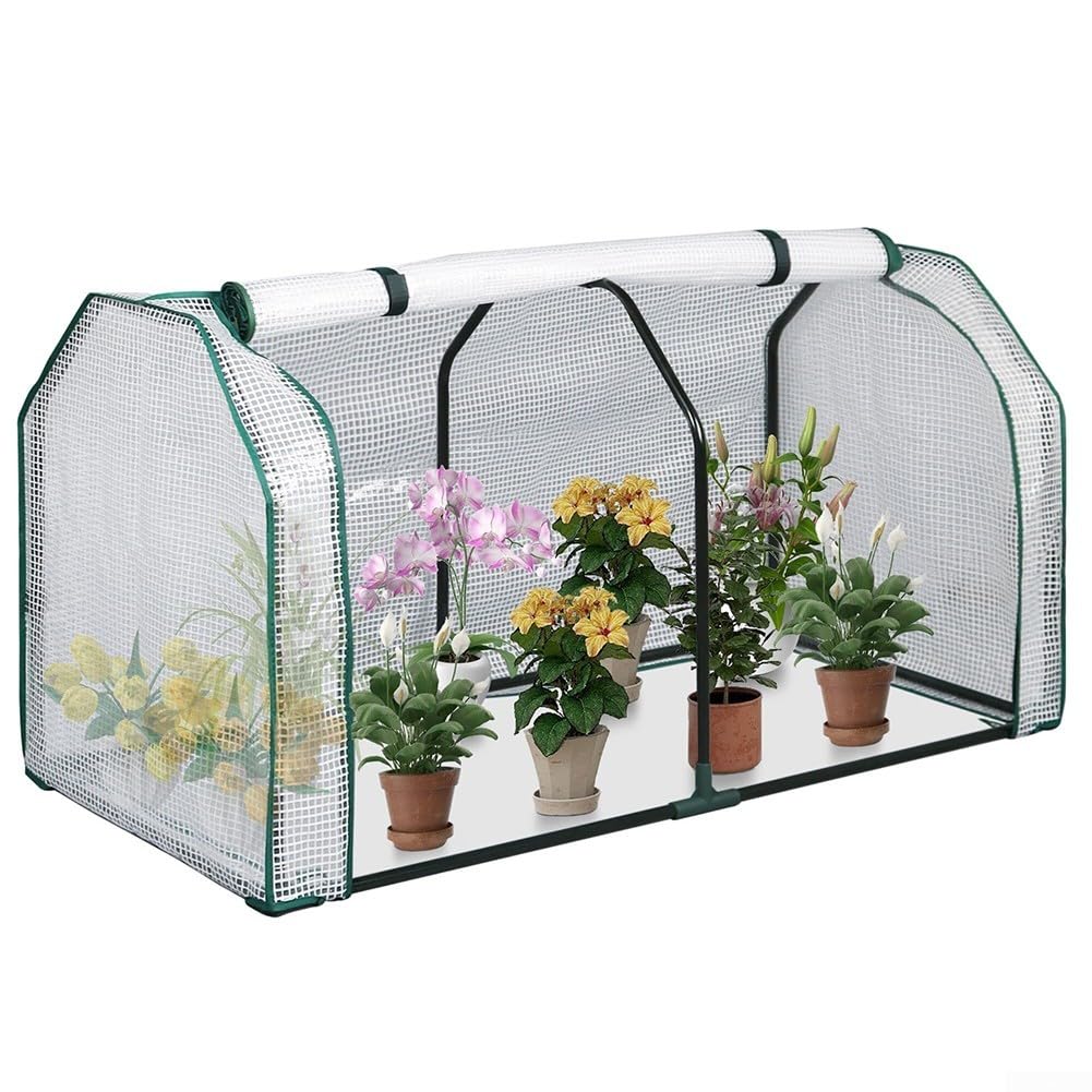 Invernadero portátil para jardín, 120 x 60 cm, cubierta resistente a los rayos UV (120 x 60 x 60 cm) | Tamaño compacto 120x60x50cm, marco de acero Ø16mm, cubierta de PVC transparente, ideal para espacios pequeños