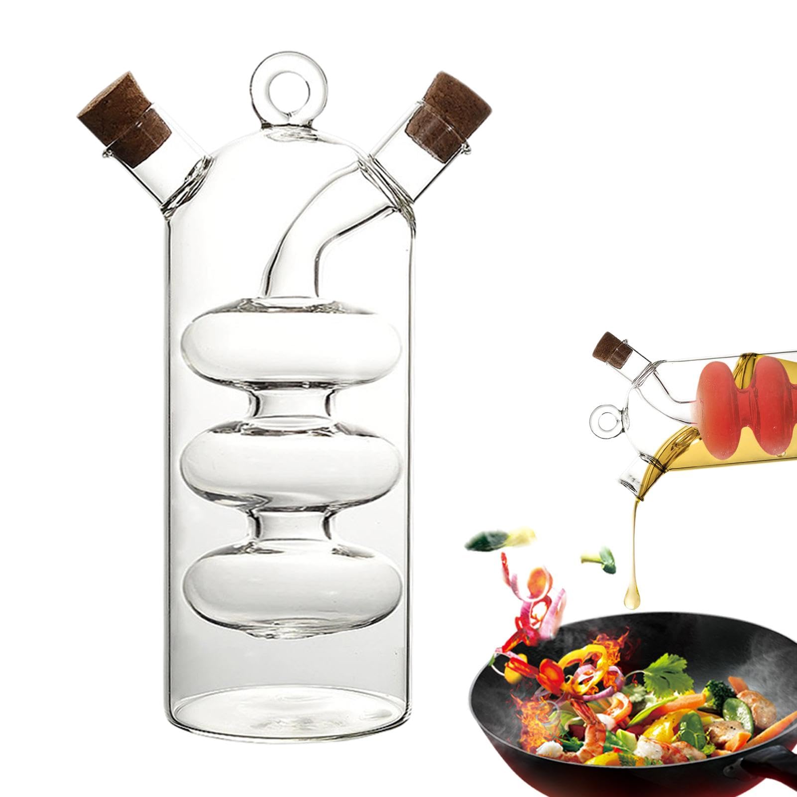 Olijfolie dispenser fles voor keuken koken, (22 oz) olie en azijn dispenser set - glazen oliepotten - tuit deksel - gemakkelijk te gieten, te vullen en schoon te maken (2 stuks