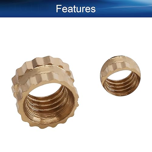 Miniatura 9 de Yinpecly 100 tuercas moleteadas M2.5, rosca hembra M2.0.197 x 0.150 x 0.157 in, inserción roscada métrica a través de rosca, ajuste prensado en