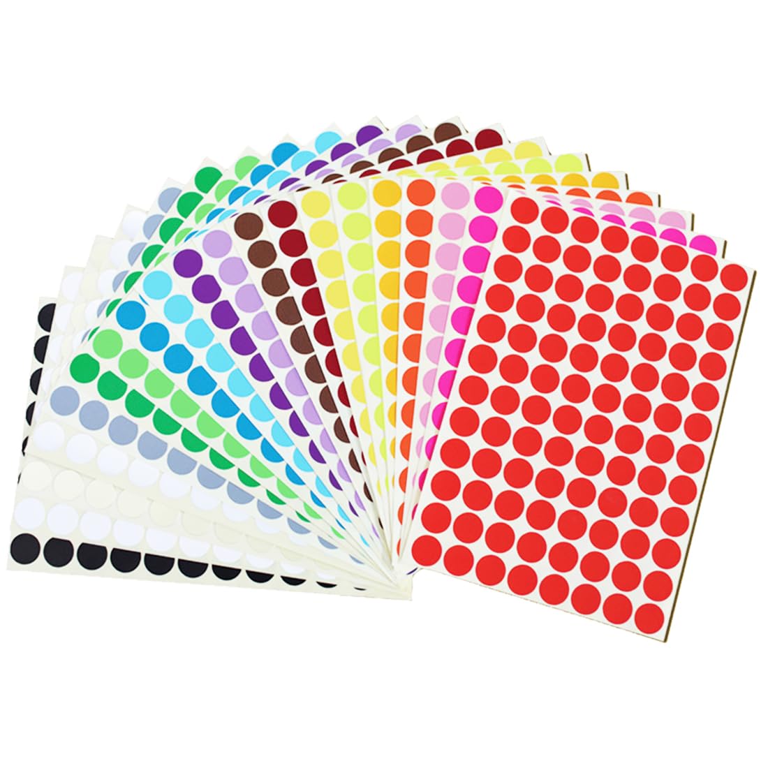 Bollini Adesivi Colorati | 5664 Pezzi | 16 Colori | 3 Misure (10,15,20mm) | Per Ufficio E Bambini