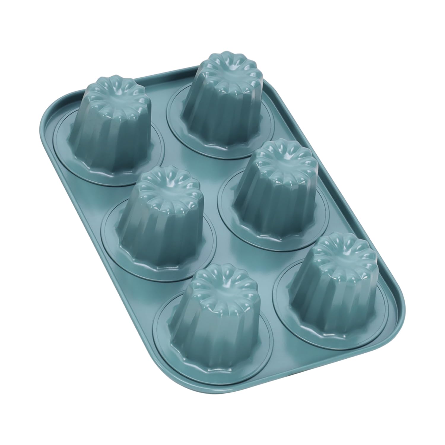 CHEFMADE Canele Mold Cake pan, 6-Cavity Muffin Pan, Non-Stick Cupcake Baking Pan Heavy Duty Carbon Steel Pan Muffin Tins Standard Baking Mold for Oven Baking?Green?