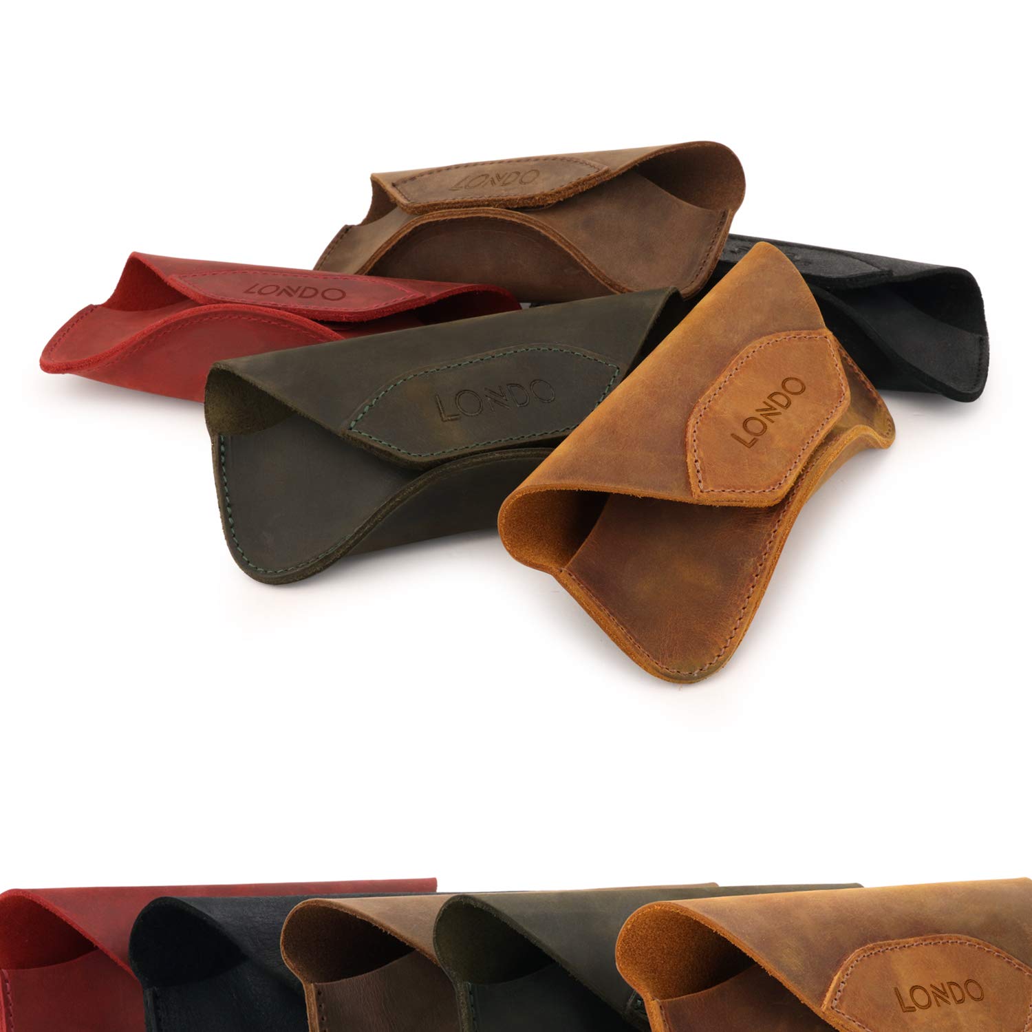 Londo Custodia per Occhiali in Vera Pelle con Chiusura a Scatto Magnetica - Unisex