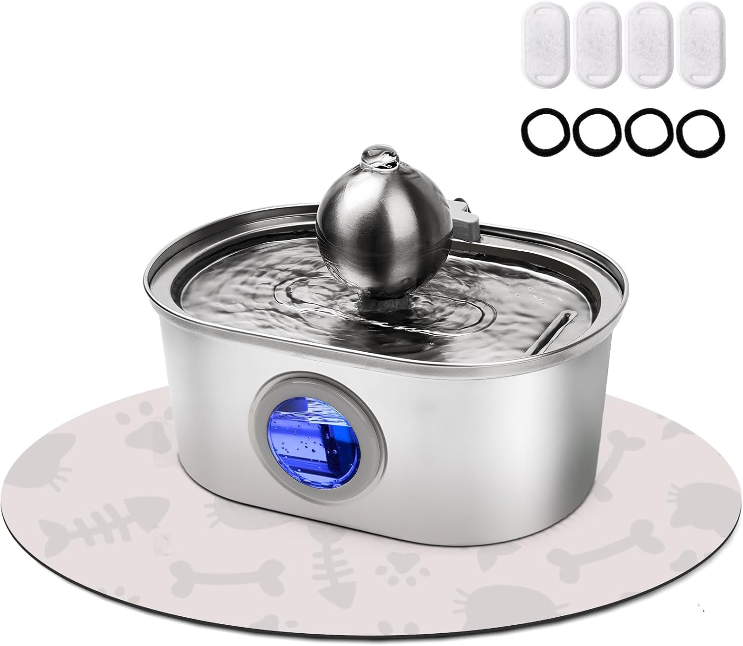 Cat Water Fountain Tomxcute Stainless Steel - 108oz/3.2L Cat Fountain ...