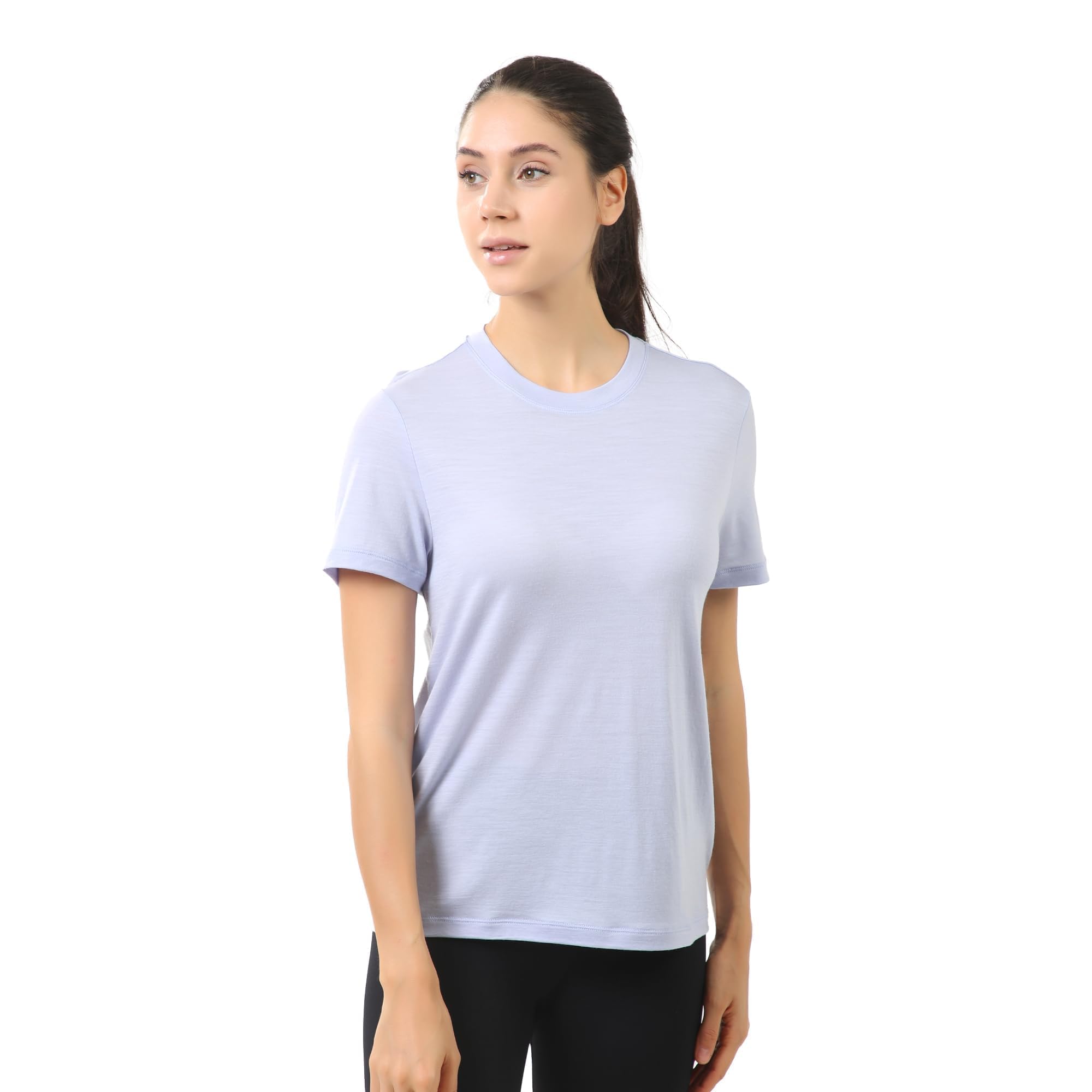 innotree Merino Wool T Shirts Women, Odor-Resistant Crew Neck Tops Short Sleeve Base Layer for Outdoor Travel Hiking T Shirts