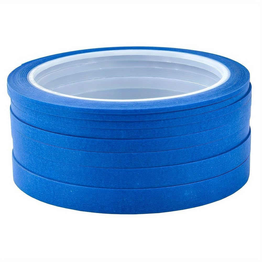 JINBING 8pcs Paper Masking Tape Pinstripe Tape for DIY Nail Arts Drawing Pattern Making Painters Tape 2mm - 10mm x 25m (Blue) - Image 4