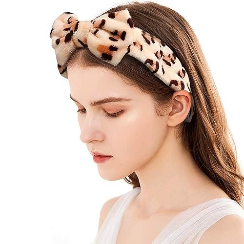 Miniatura 6 de Casoty 6 Pcs Spa Headband, Bow Hair Band, Soft Coral Fleece Makeup Headband, Makeup Headband, Makeup Hair Band, Skincare Headbands, Makeup Headband