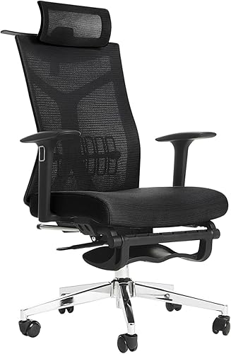 Silla de oficina ergonómica de malla con respaldo alto con reposapiés, reposacabezas y soporte lumbar, silla de escritorio para computadora, función disponible en Yaxa El Salvador