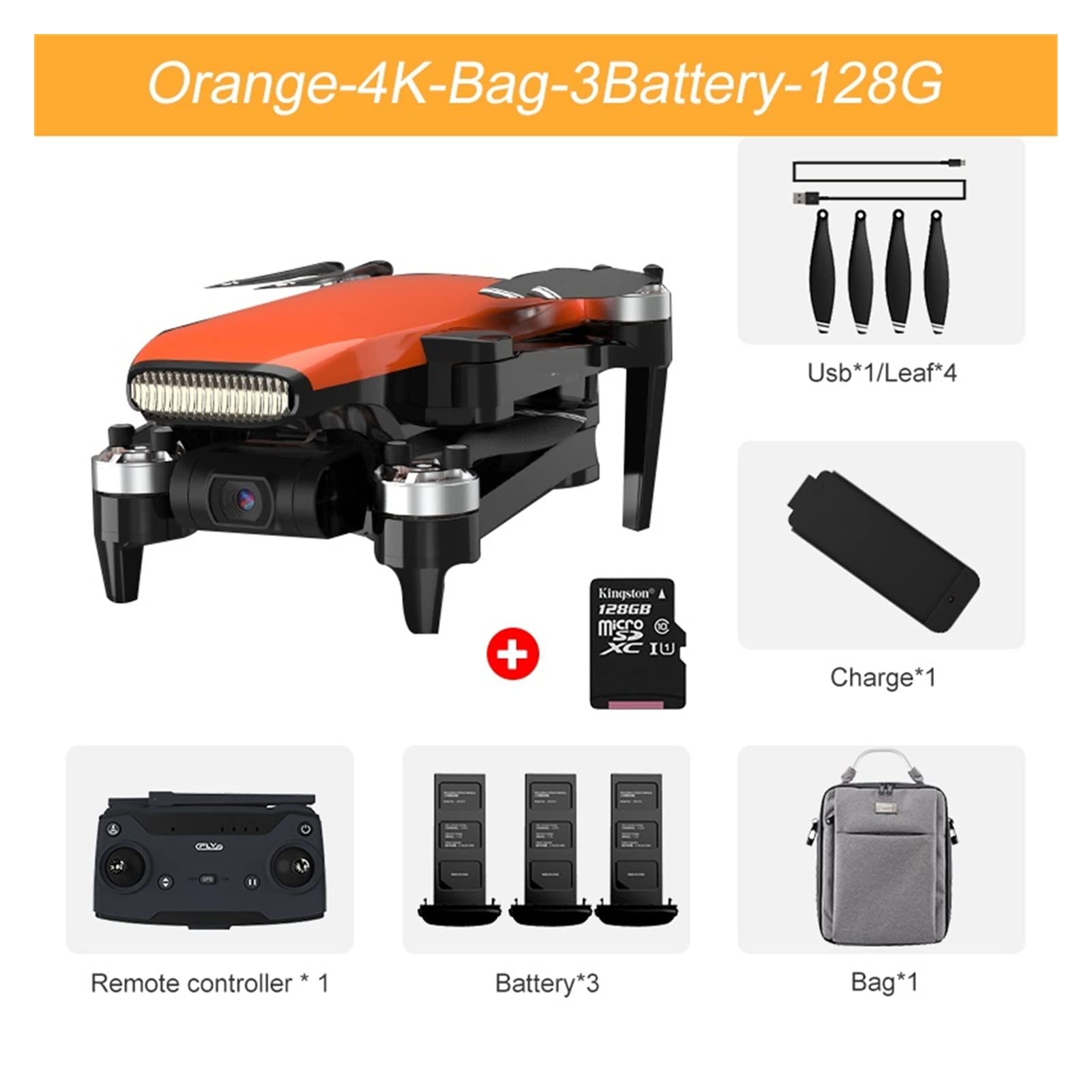 Odległość lotu drona 5000 m z podwójną kamerą 4K Profesjonalny 5G WiFi FPV Drone Bezszczotkowy silnik Rc Quadcopter (Kolor: biała torba 4K 3B Rozmiar: 1) (Pomarańczowa torba 4K3B 128G 1)