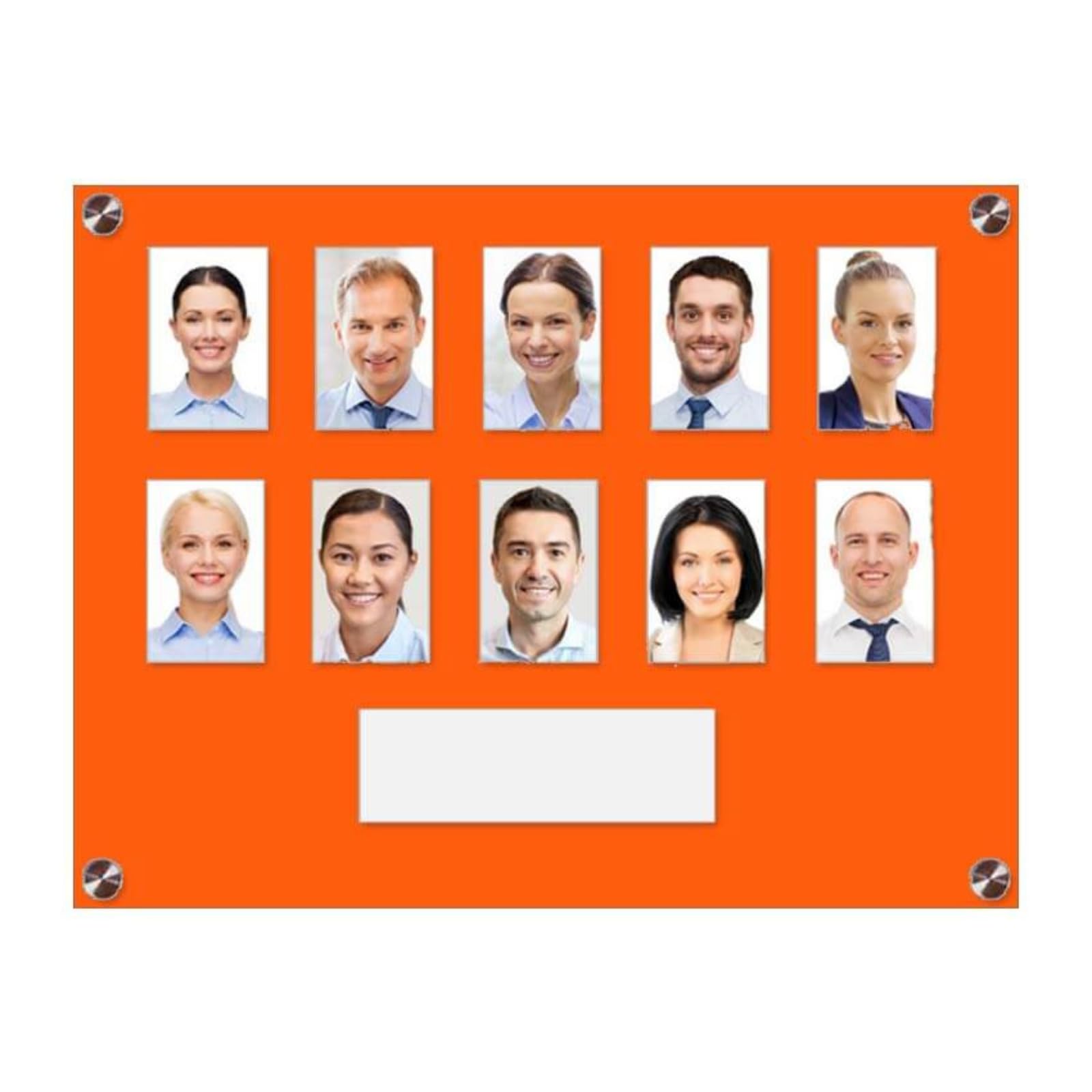 Get Acrylic Photo Frames - Orange 10 Pocket Image Staff, Student, Employee Display Board With Pocket Header. 308mm Height x 400mm Width (30.8cm x 40cm) — image 1