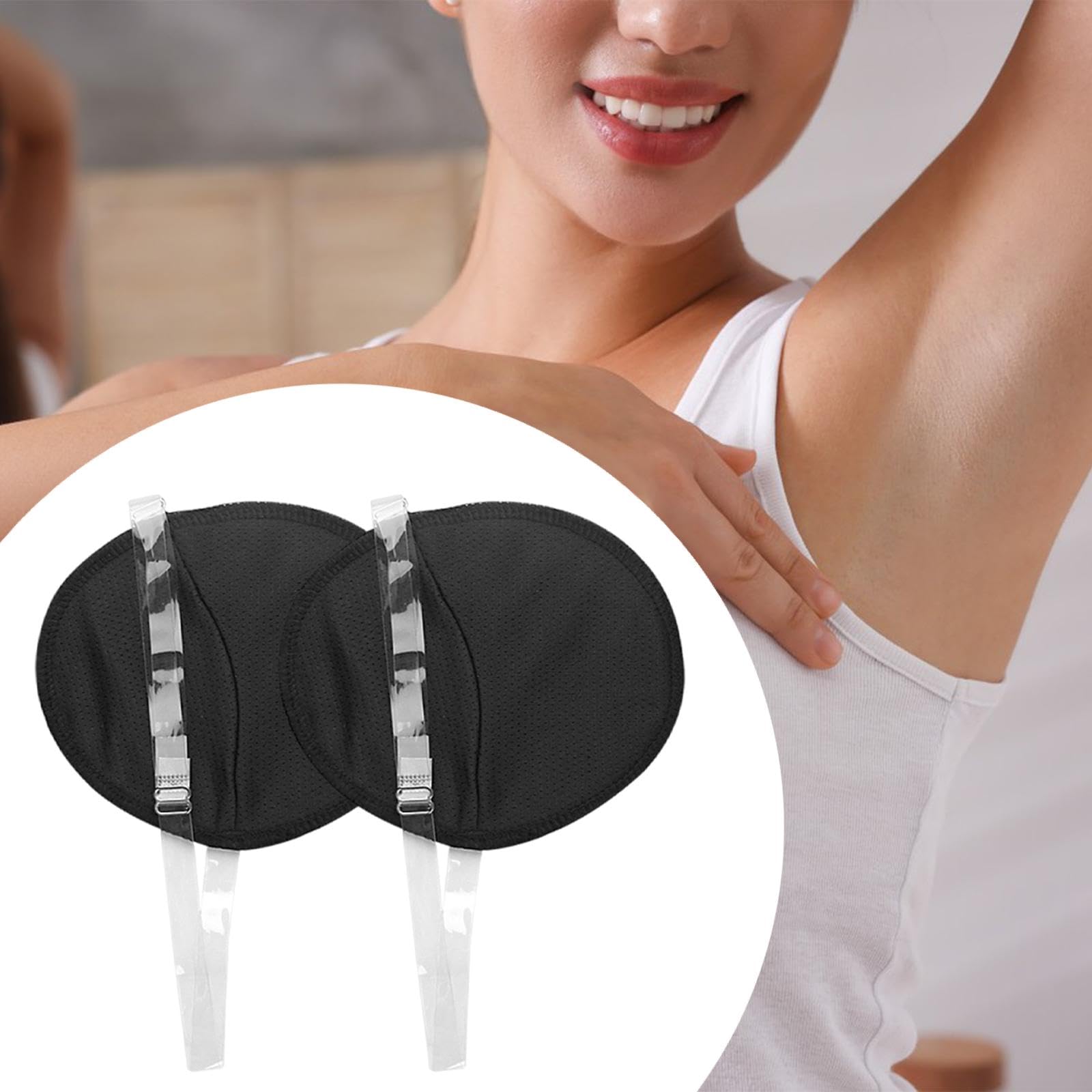 Kokiya 2x Underarm Pad Sweat Absorbing Invisible,with Shoulder Strap Breathable,Washable Comfortable Reusable Gifts Armpit Shield, Black