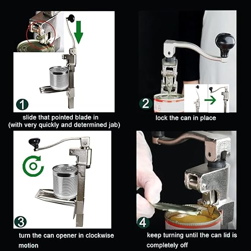 Miniatura 5 de Abrelatas comercial manual compatible con Edlund #1, para latas grandes de restaurante, resistente, se adapta a latas de hasta 11 pulgadas de alto