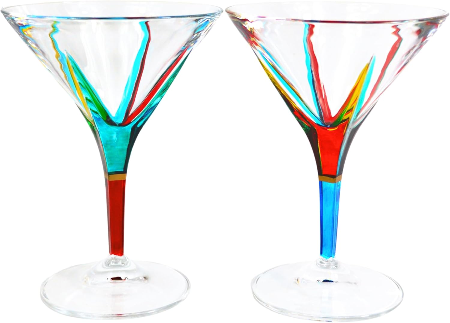 Italian Crystal Fusion Martini Glasses, Set of 2, 6 oz