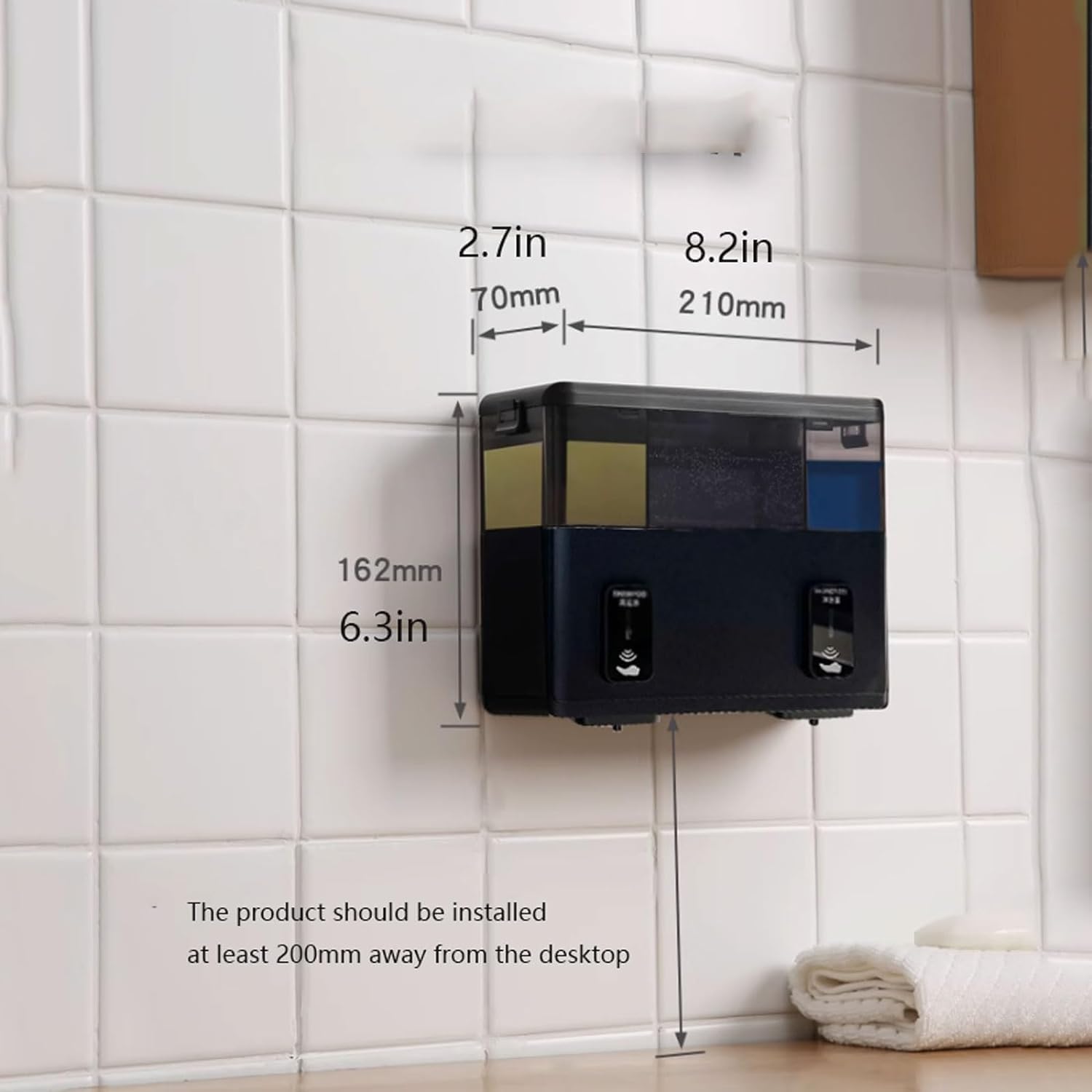 Dispensador automático de jabón espumoso de 2 Salidas Dispensador de champú y Gel de Ducha 2 en 1 Máquina desinfectante de Manos automática Recargable montada en la Pared