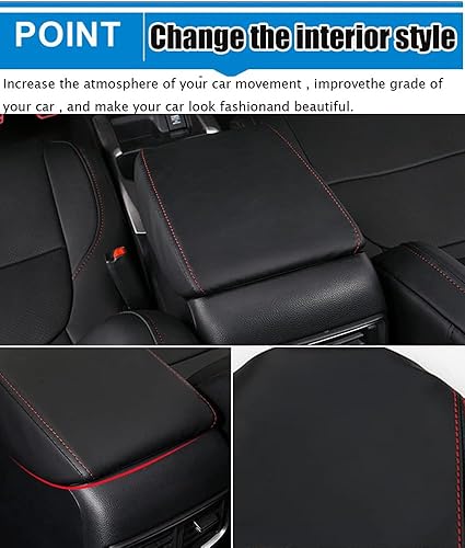 Miniatura 131 de Great-luck Leather Center Console Cover Armrest Pad,Protector Armrest Box Cover Accessories Keep Your Armrest in a More Comfortable Feeling(black