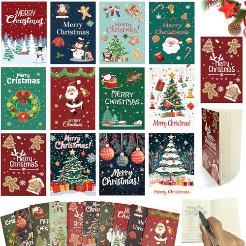 Sunshine smile 24 piezas mini bloc de notas de Navidad, mini diario de Navidad bloc de notas para niños, cuadernos portátiles de bolsillo para niños Papá Noel, muñeco de nieve para niñas y niños
