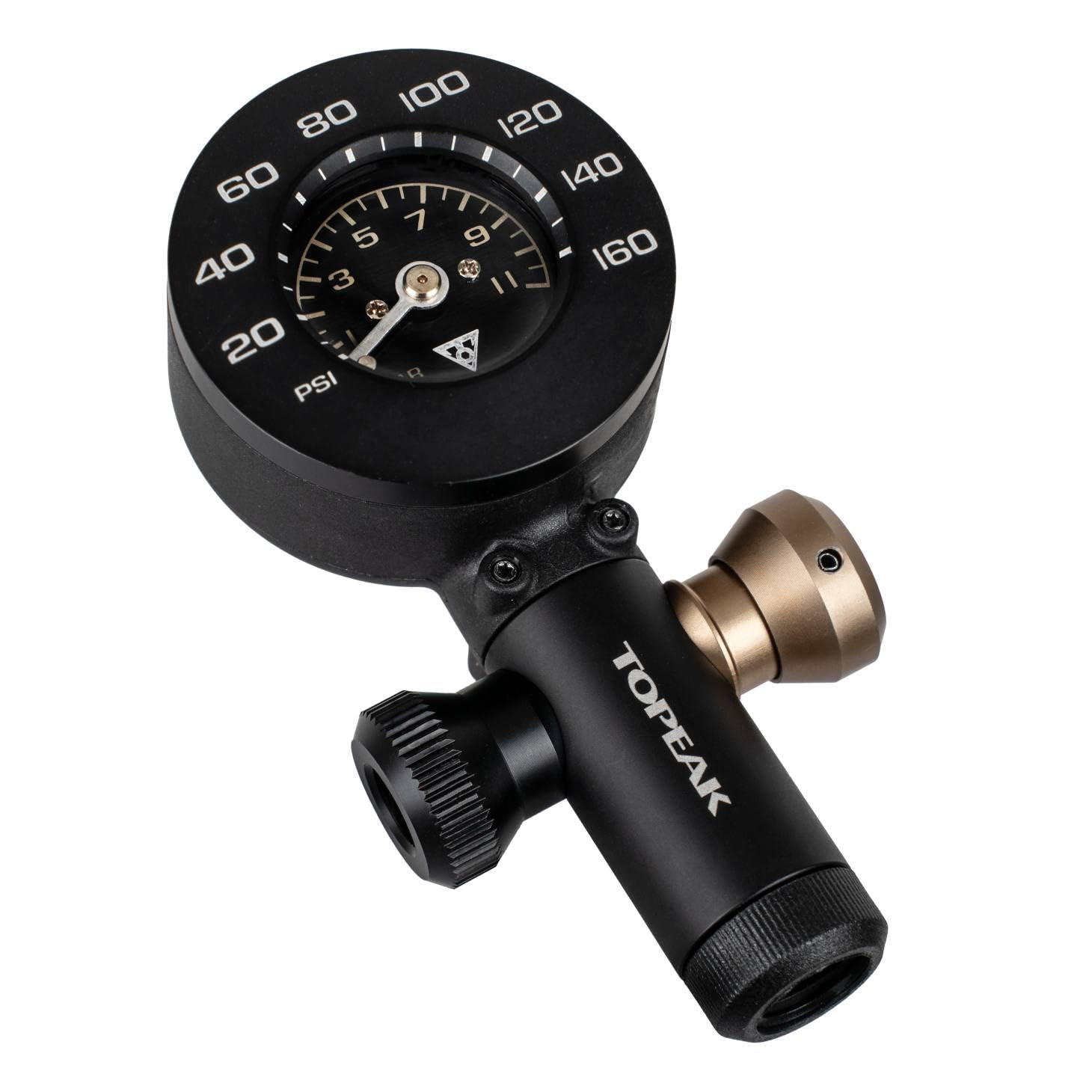 Topeak Airbooster G+ CO2 gonfiatore in Alluminio, Nero, Max. 11 bar/160 PSI, con manometro, Pompa compatta e precisa, 7,8 x 4 x 3,8 cm, 15700280