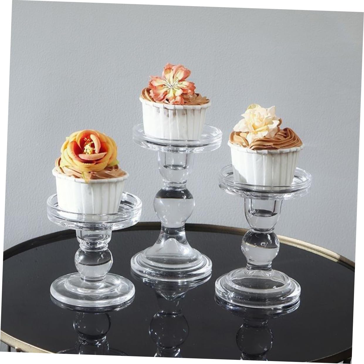 Candelabros de Cristal Transparentes, 3 Piezas Estilo Clásico