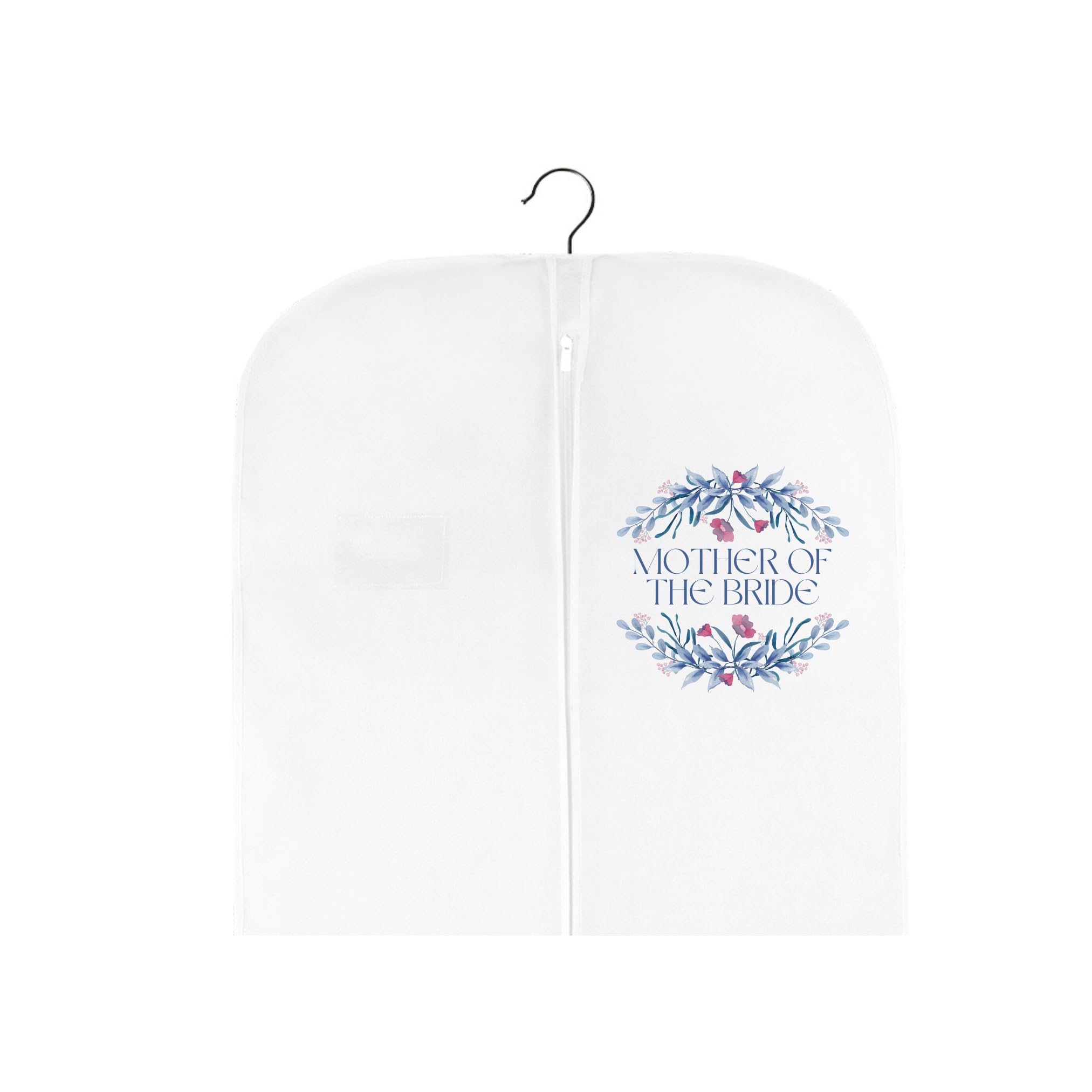 Bridal Gown Garment Bag - Printed Wedding Dress Bag | Long Dress Covers for Bride & Bridesmaids | Breathable Clothes Bag for Storage & Travel (Mother of The Bride Logo on White Bag)