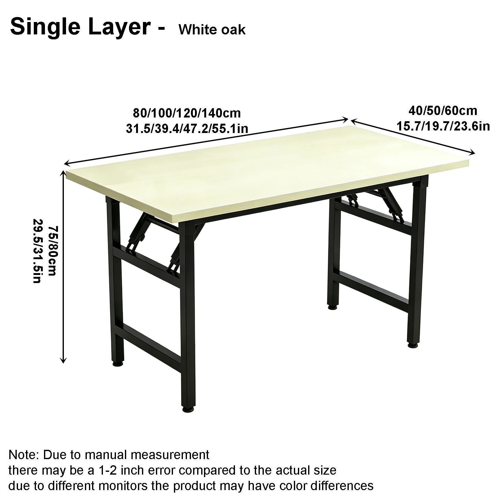 Scrivania Pieghevole, Tavolo per Computer Pieghevole (Rovere Bianco, 1 ripiano, 31,5 * 19,7 * 29,5 Pollici)