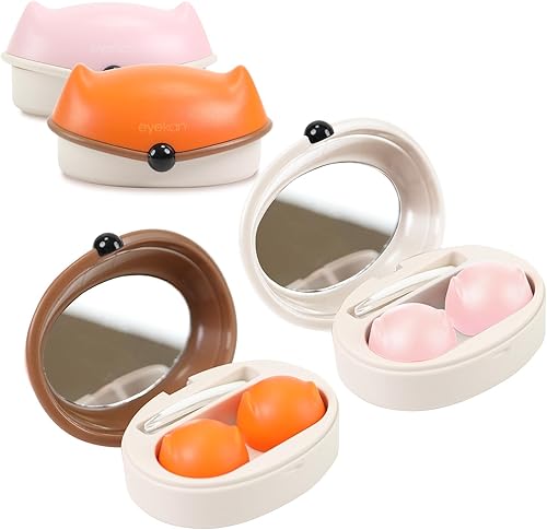 Miniatura 21 de Estuche 2 en 1 para Lentes de Contacto y Anteojos para Mujeres, Hombres y Niños, Estuche Duro Portátil de Doble Cara para Anteojos de Viaje con
