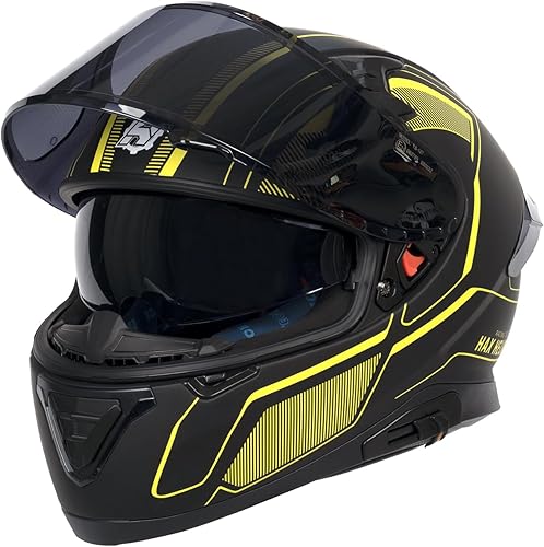 Miniatura 3 de HAX Casco de motocicleta de cara completa con doble ala trasera y listo para pinlock aprobado por DOT, ligero y duradero, casco de moto de calle