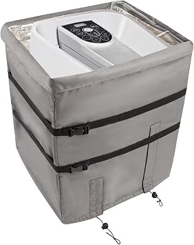 Inflatable Spa Heater Cover with Zipper Opening and Transparent PVC Top Window, Heavy Duty Waterproof Insulated Pump Cover for Most Hot Tub Heaters