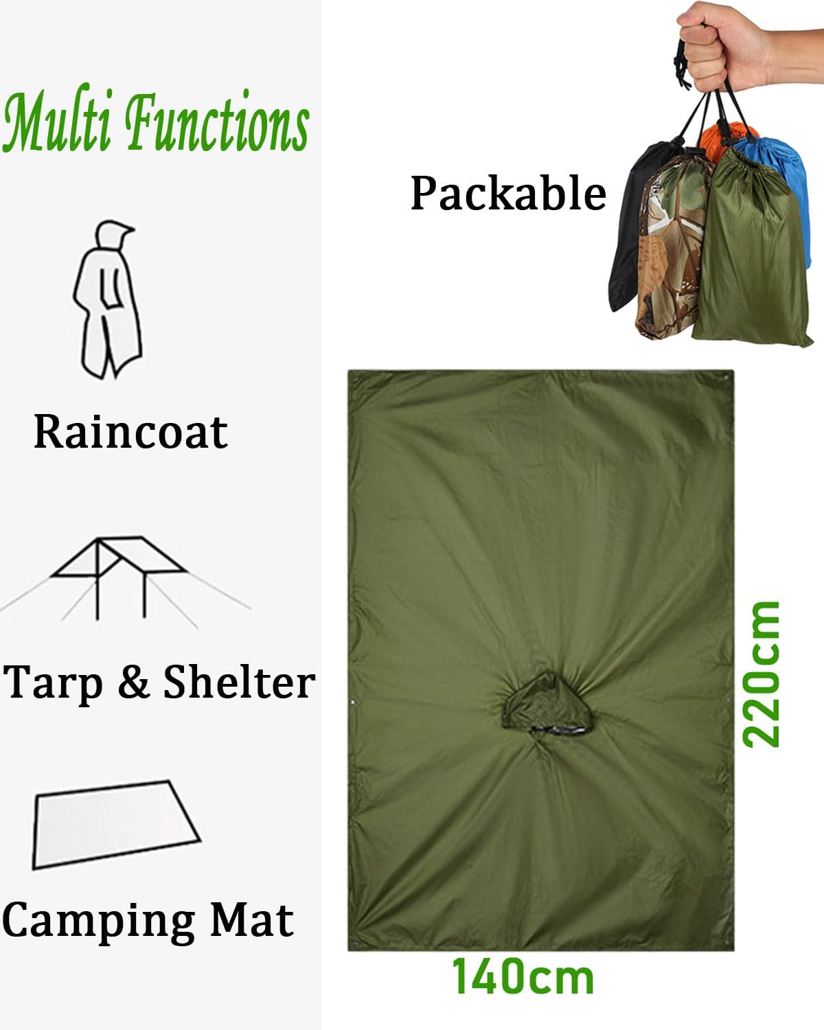 Xixiuly Rain Ponchos for Adults Waterproof Raincoats for Men Rain Coats with Hood Camping Hiking Cycling Travel - Image 5
