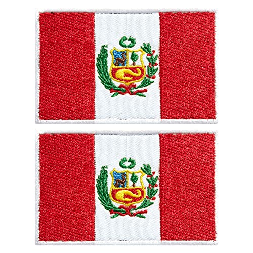 stidsds 2 Pack Peru Flag Patch Peru Flags Embroidered Patches Peruvian Flags Military Tactical Patch for Clothes Hat Backpacks Pride Decorations