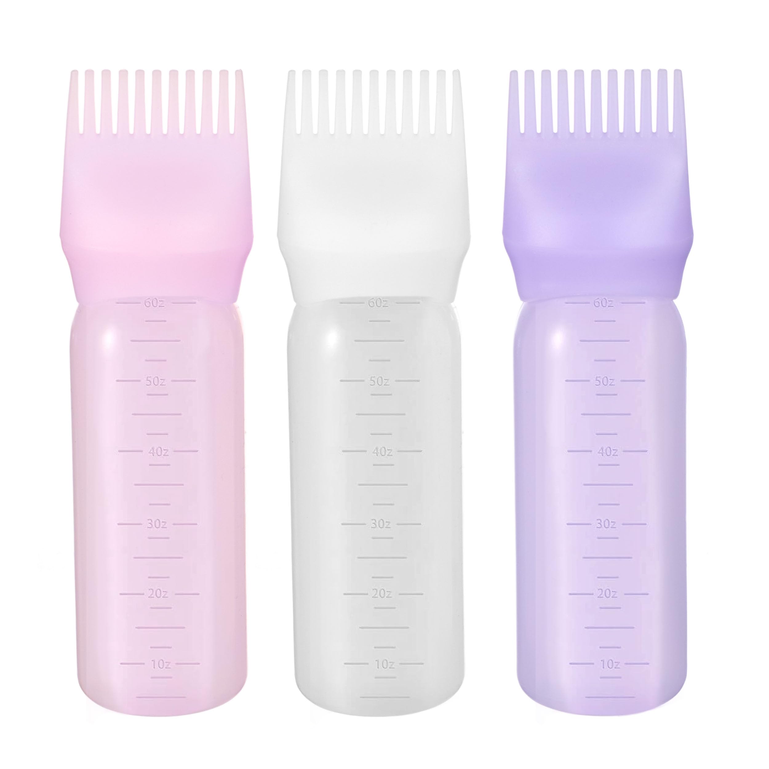 3pc Comb Applicator Bottle Set - Refillable & Reusable Hair Oil Applicator