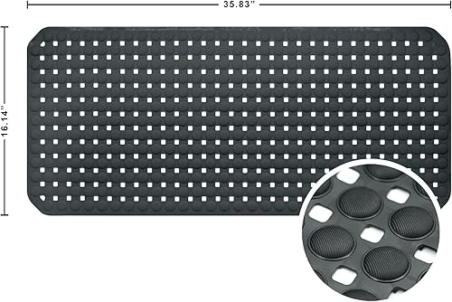 Miniatura 9 de Tapete antideslizante de elastómero termoplástico (TPE) con diseño único de puntos para ducha interior, lavable a máquina y secado rápido, para baño