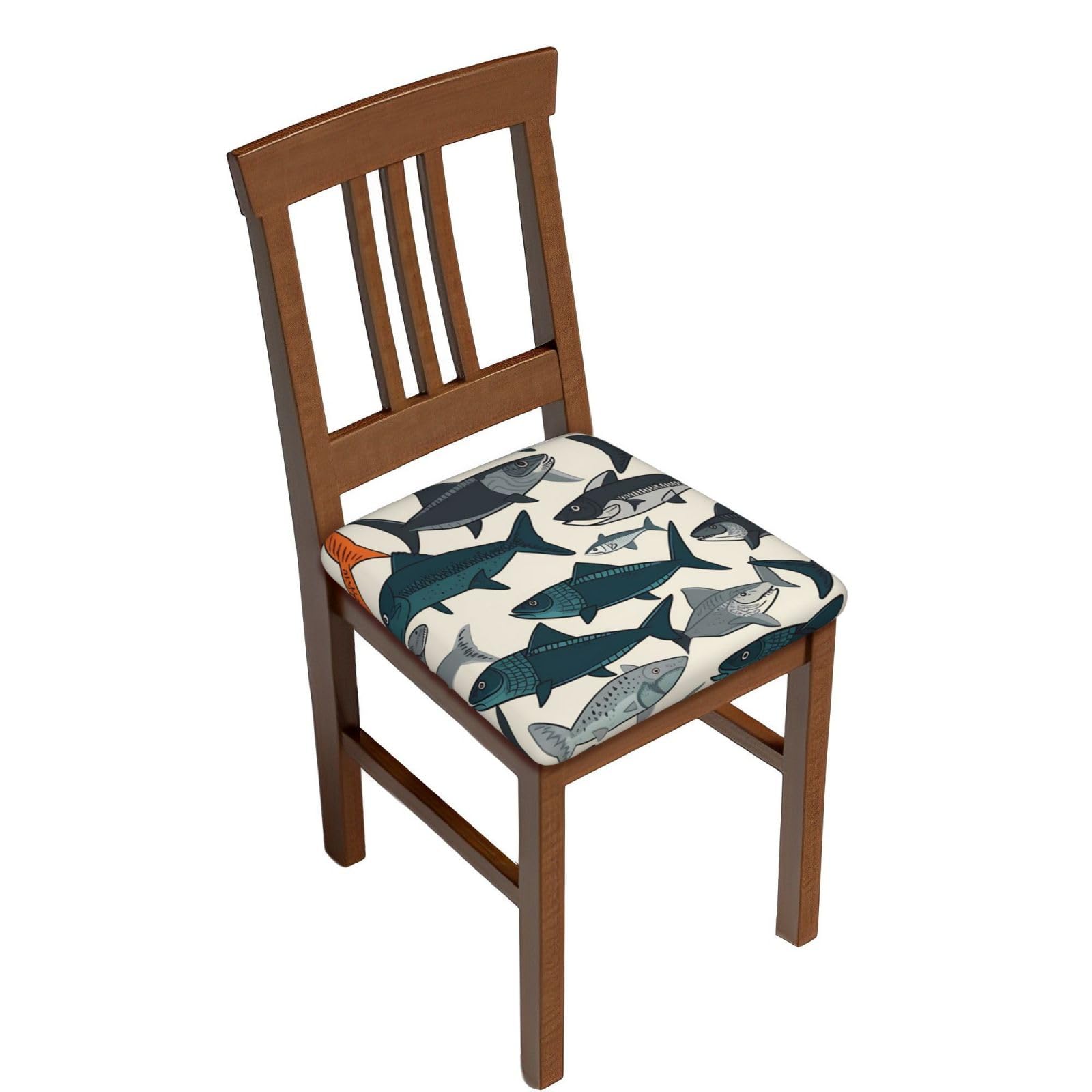 DWVTSLH Fish Bar Stool Covers Square, Six Piece High Elastic Soft Seat Cushion Cover Protector Washable Barstool Slipcovers Nonslip Replacement Square Bar Chair Covers