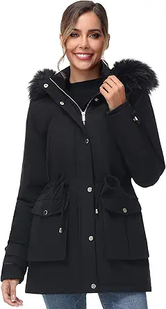 ANOTHER CHOICE Women's Winter Coat Hooded Parka Coat Warm Fleece Lined Winter Coats