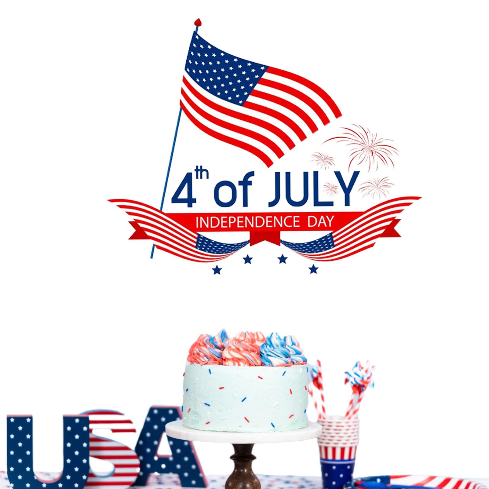 4th Of July, adesivi patriottici, rossi, bianchi e blu estivi, per planner decorativi di luglio (n. 10.191) - Italia