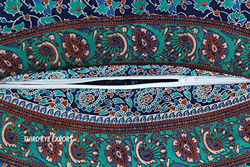 Third Eye Export 32" Blue Mandala Hippie Room Decor Floor Pillow Meditation Cushion Round Pillows Seating Cushions Cover Outdoor Pouf Circle Boho Gypsy Yoga Covers #TOP4
