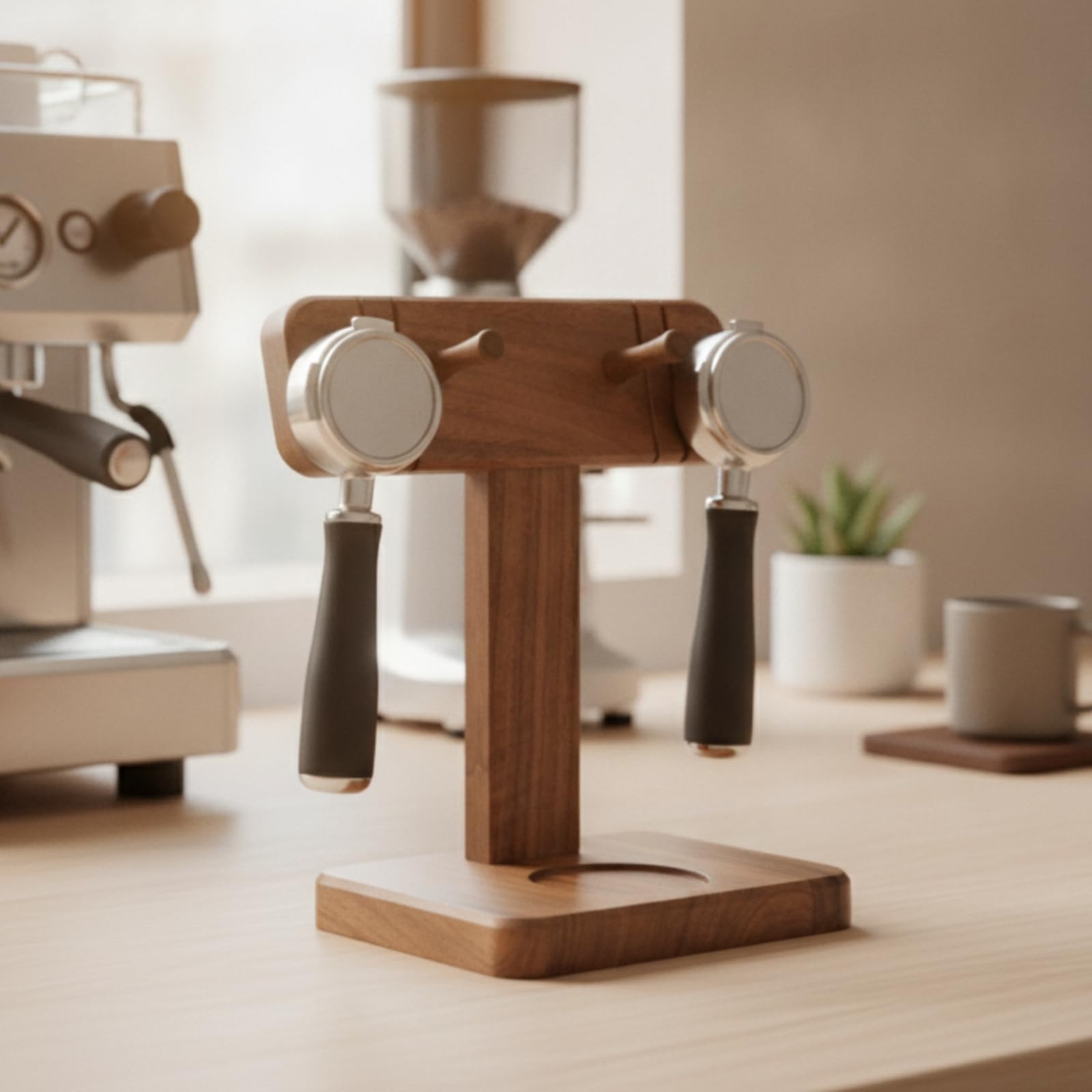 Milageto Manici filtro | Compatto, Supporto per filtro in Legno, Stabile, Stazione di Pressatura per, Caffetteria, caffettieri,