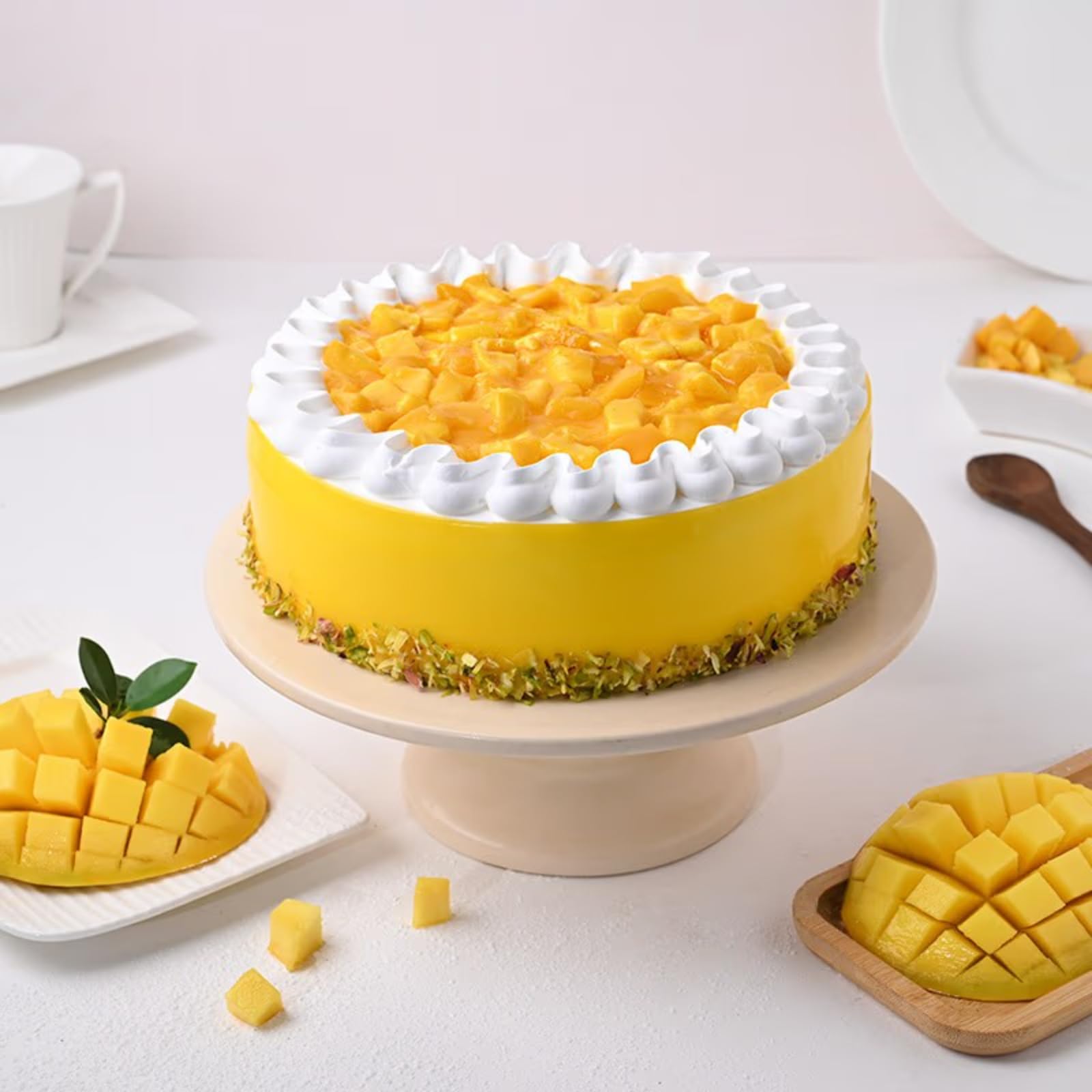 FlowerAura Delicious Fresh Yummy Mango Pistachio Cake | Cake For Birthday | Cake For Anniversary | Cake For Valentines Day | Cake For Mothers Day | Cake For Fathers Day (Same Day Delivery) (0.5Kg) (B0D1XYDGJC) Amazon Price History, Amazon Price Tracker