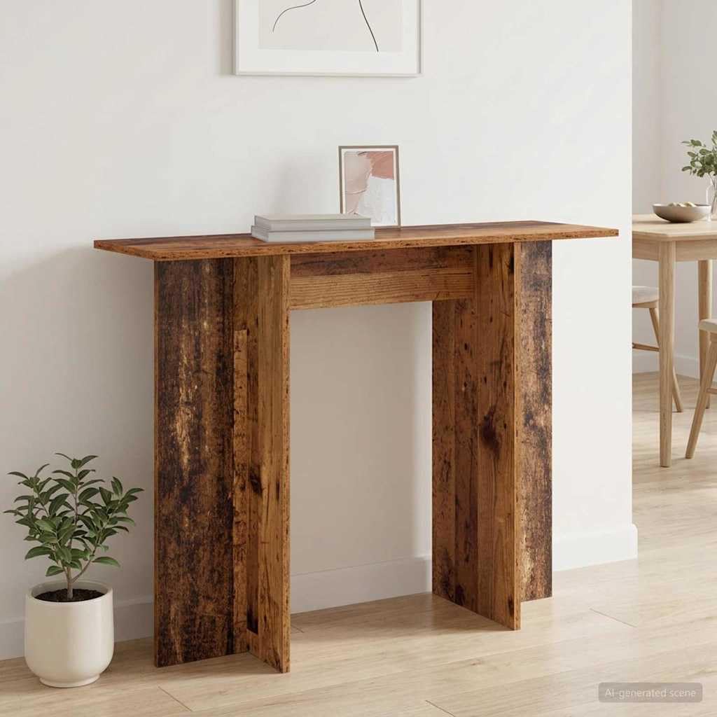 Tavolo consolle in legno anticato, 100 x 30 x 75 cm, da corridoio, da parete, divisorio, vintage, per ingresso, soggiorno e corridoio