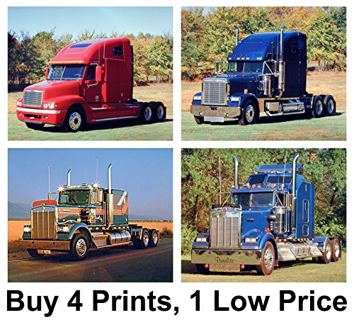 Freightliner Kenworth Big Rig Diesel Vintage Classic Truck Four Set 8X10 Pictures Wall Decor Art Print Posters #TOP6