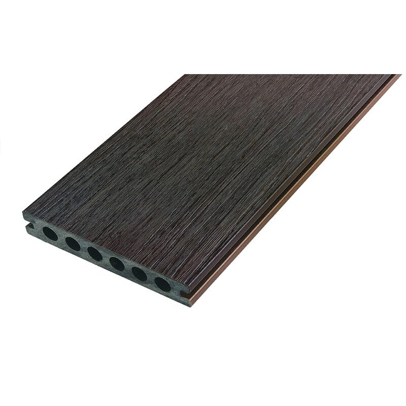 Lame de terrasse en composite alvéolaire coextrudé biface Supra Ambre/Chêne foncé, ep.23 mm, l.14,5 cm, L.360 cm