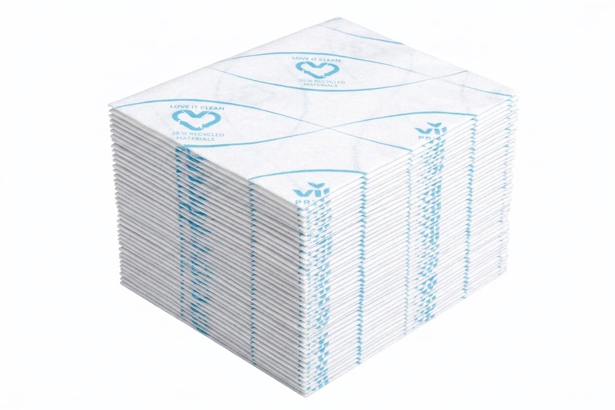 Vileda Professional r‑MicronSolo Blue Disposable Microfibre Cloths (100 Pack) – Single‑Use & Recyclable, Removes 99.99% of Bacteria & Viruses, Low Lint, HACCP Compliant, 30 x 40 cm
