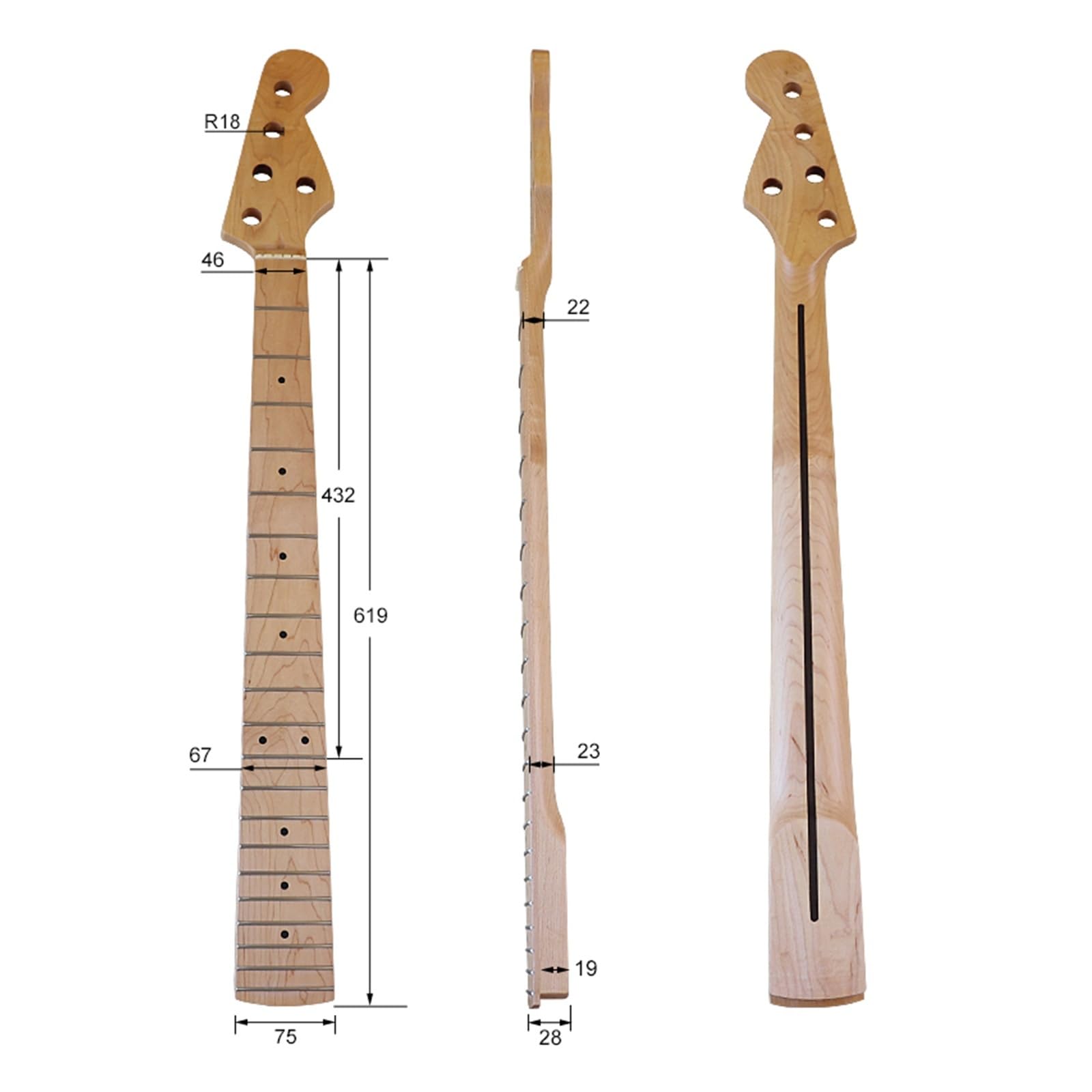 akcesoria do gitary Gitara basowa 5 strunowa gryf 21 progów