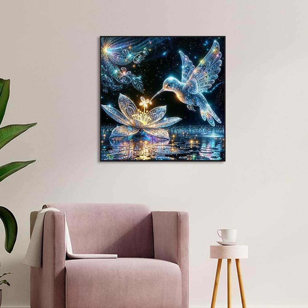 Hummingbird Stamped Cross Stitch Kits for Adults -Embroidery Kits for Beginners Adults,11 CT Patterns Dimensions Counted Cross Stitch Kits for Adults Arts Craft 14x14 inch