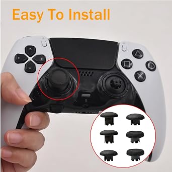 6 Pcs Replacement Thumbsticks for PS5 DualSense Edge Controller, Black