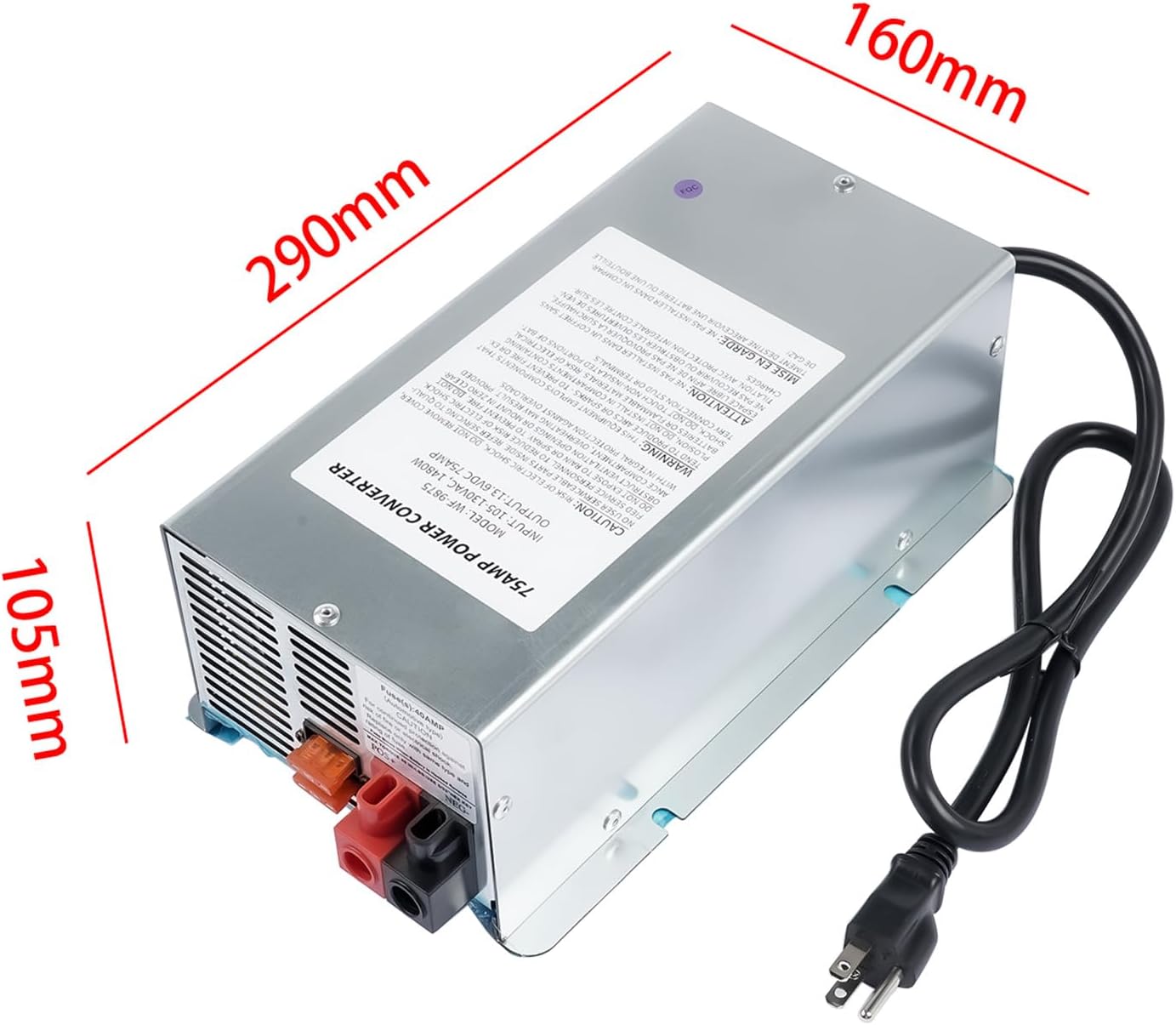 WF-9875-AD-CB 75 Amp RV Power Converter Replacement for RV Trailer Camper WF-9800 Series WF-9875-MBA WF-9875 WF-9875-AD AKWH