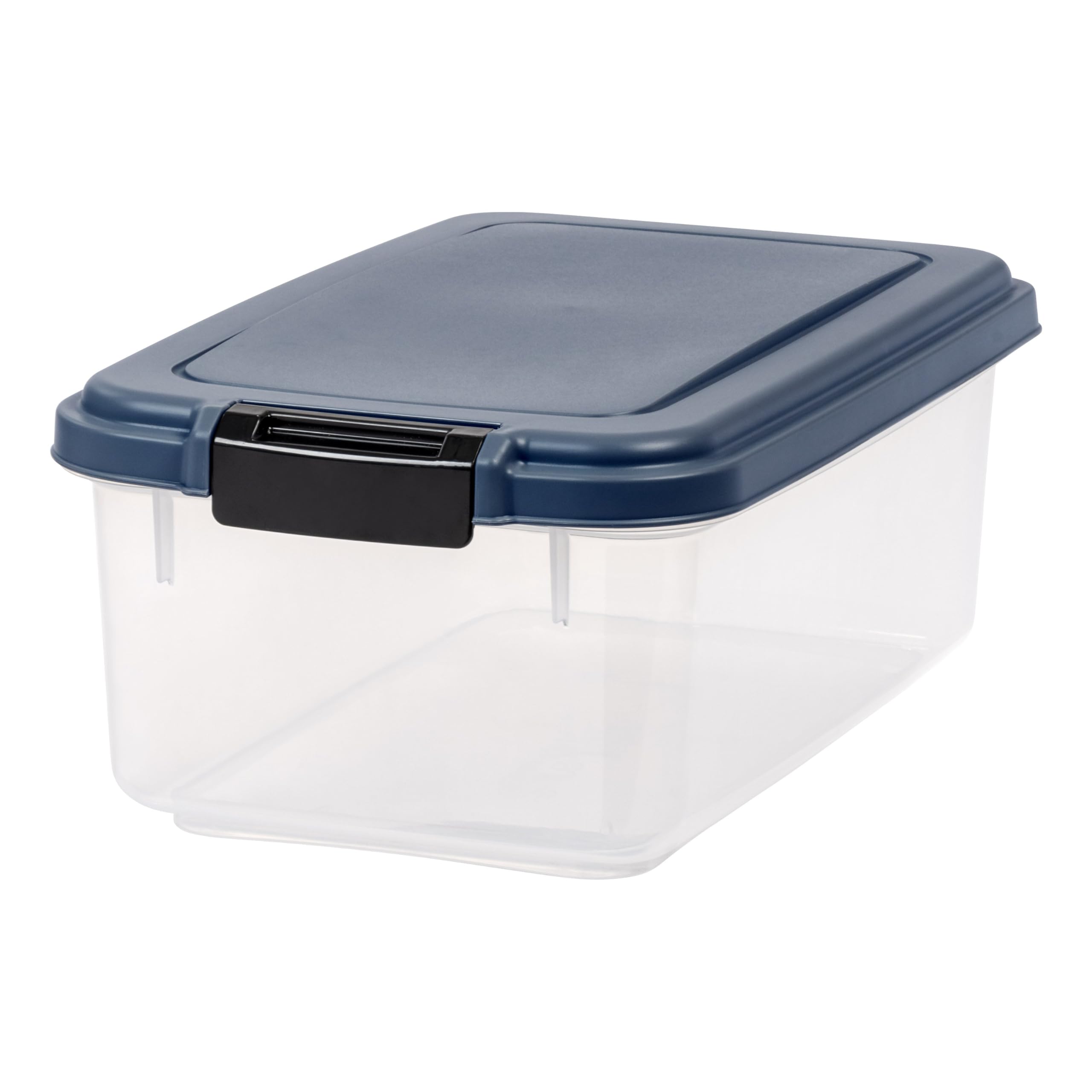 IRIS USA WeatherPro Airtight Dog Food Storage Container, Up to 14 lbs, Dog Cat Bird and Other Pet Food Treats Storage Bin, Keep Fresh, Translucent Body, BPA Free, Stackable, Navy